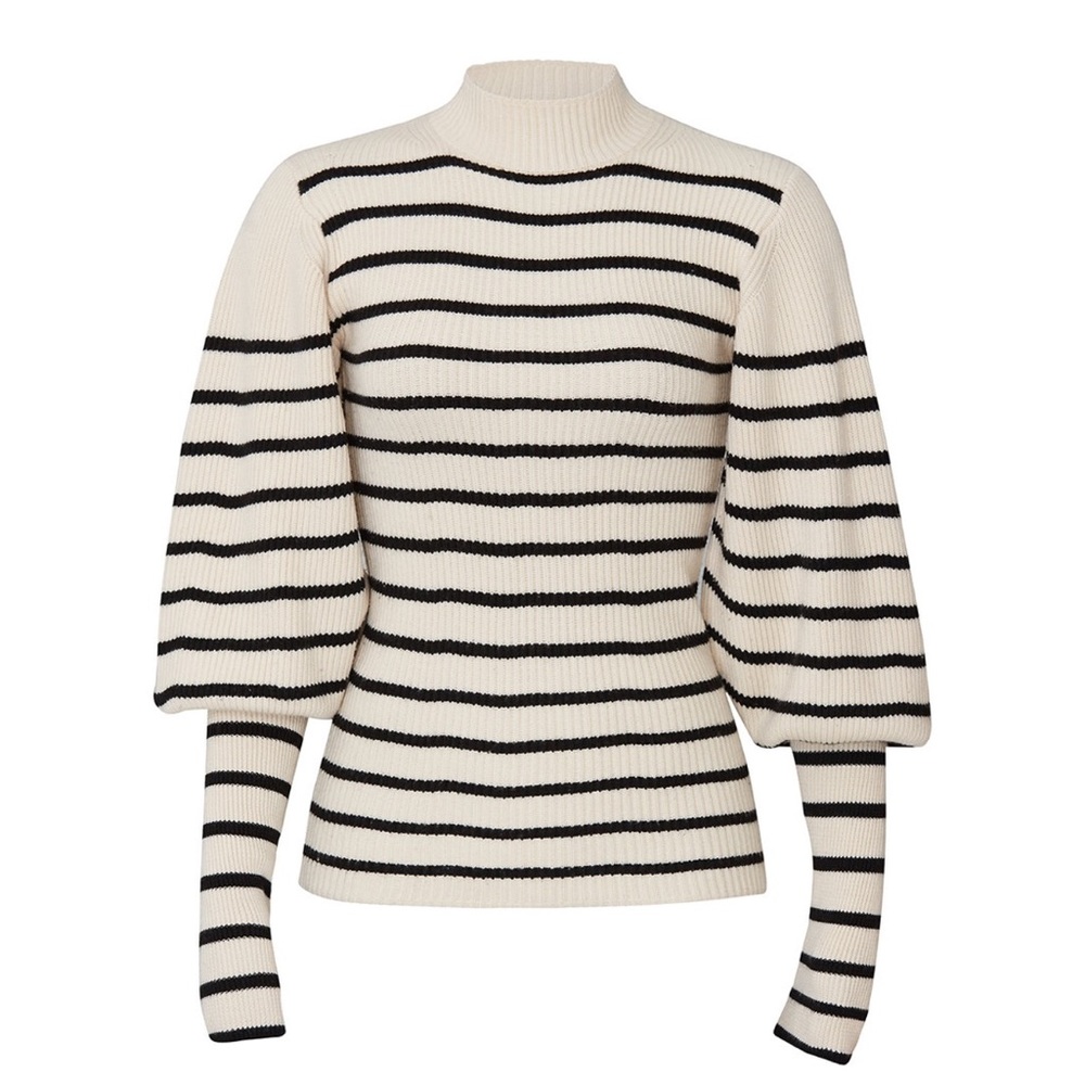 Khaite Joanne Striped Wool Puff Sleeve Sweater